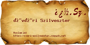 Óvári Szilveszter névjegykártya